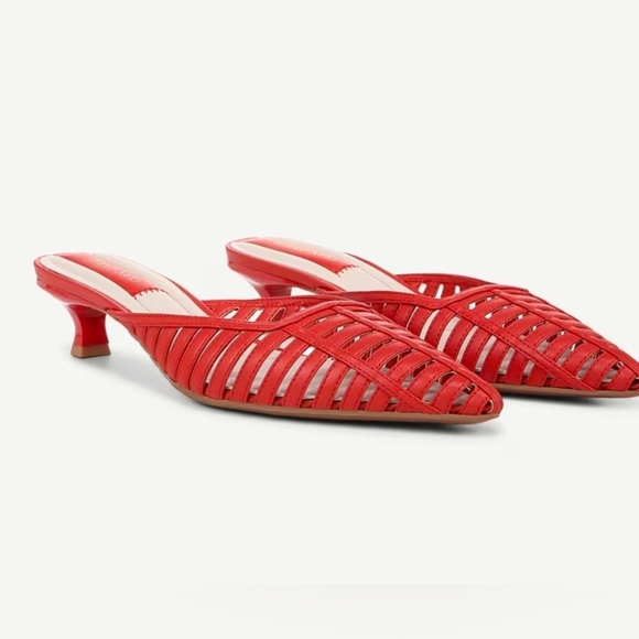 ❤️🔹️Franco Sarto🔹️ Red  Faux Leather Strappy Marlina Heeled Mules - Picture 2 of 6